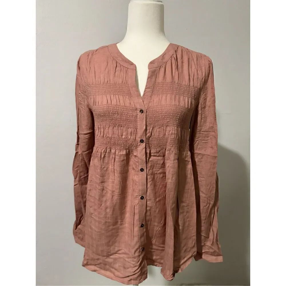Knox Rose boho dust pink  rose long sleeve M top